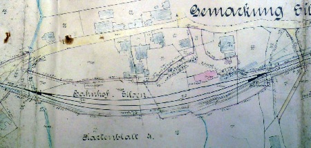 MEC Stadthagen: Streckenplan der RStE: Bahnhof Bad Eilsen. Erstellt 1899, danach fortgeschrieben.