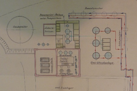 MEC Stadthagen: Georgschacht: Plan der Sulfat-Fabrik 1929. Quelle Staatsarchiv Clausthal.